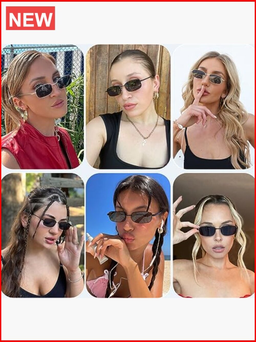 Retro Small Rectangle Sunglasses UV400 Protection Metal Frame - Picture 3 of 7